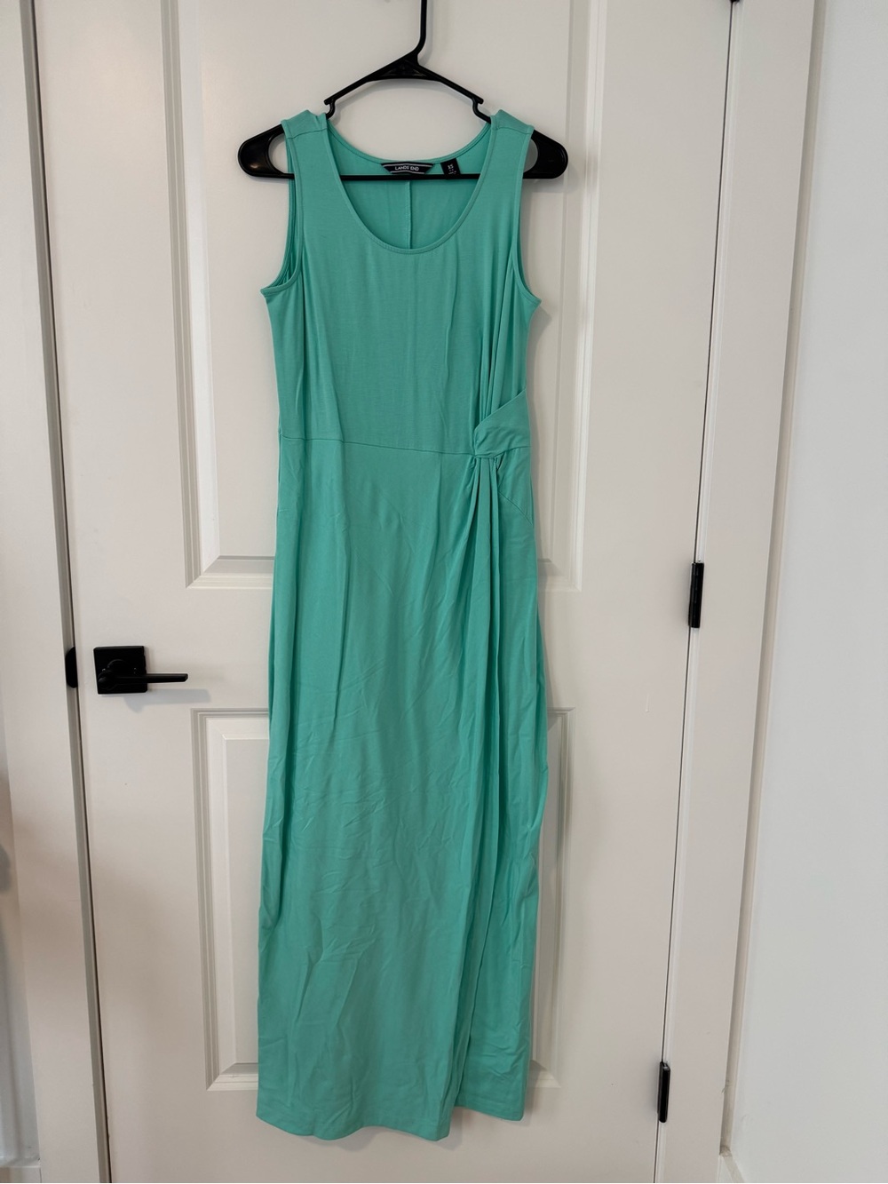 Lands' End Aqua Sleeveless Knot-Detail Maxi Dress